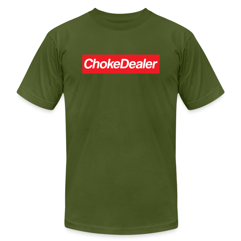 Choke Dealer Box Logo Unisex Jersey T-Shirt by Bella + Canvas - olive